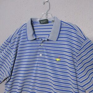 Masters Collection Polo XL Blue Striped Mercerized Cotton Golf Short Sleeve